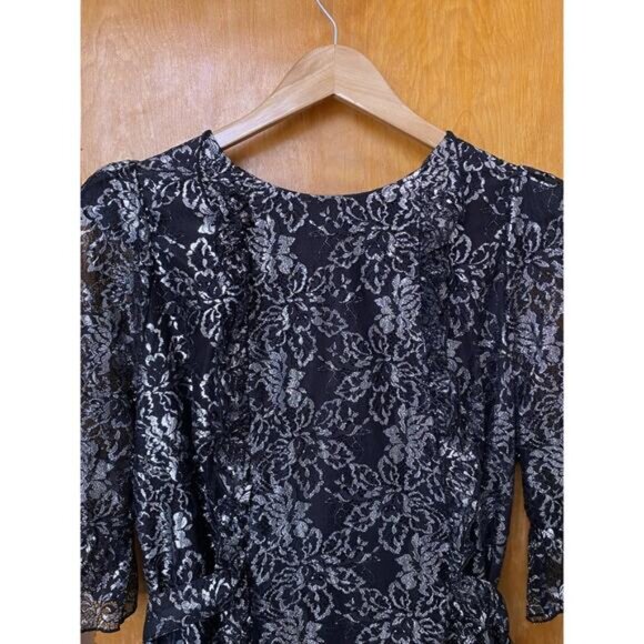 The Vampire's Wife x H&M Mystique Silver Black Metallic Lace Mini Dress Sz XL - Picture 3 of 8